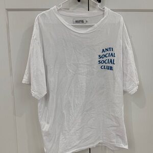 Anti Social Social Club White Tee with Blue Text